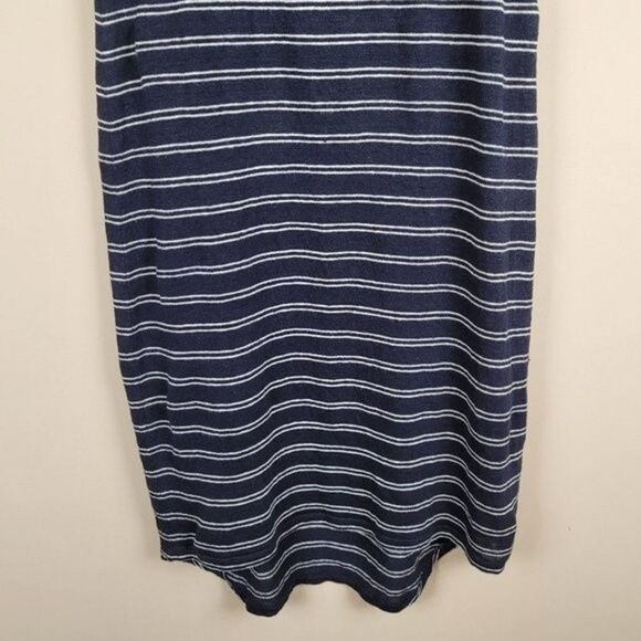 Vince Striped Linen High Low Sleeveless Tank Dress Summer Navy White Size S - Picture 4 of 14